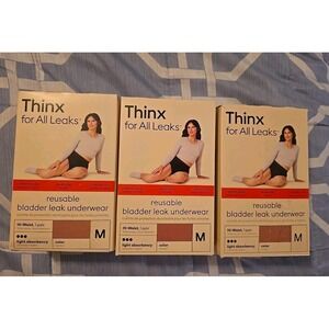 3 X  THINX for All Leaks Hi-Waist Reusable Bladder Leak Underwear MED Rose